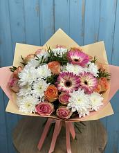 Букет цветов из:  Розы, Герберы и Хризантемы в Усадище