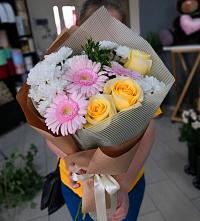 Букет цветов из:  Герберы, Розы и Хризантемы в Усадище