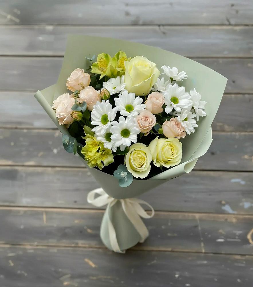 Букет цветов из: Альстромерии, Розы и Хризантемы в Усадище