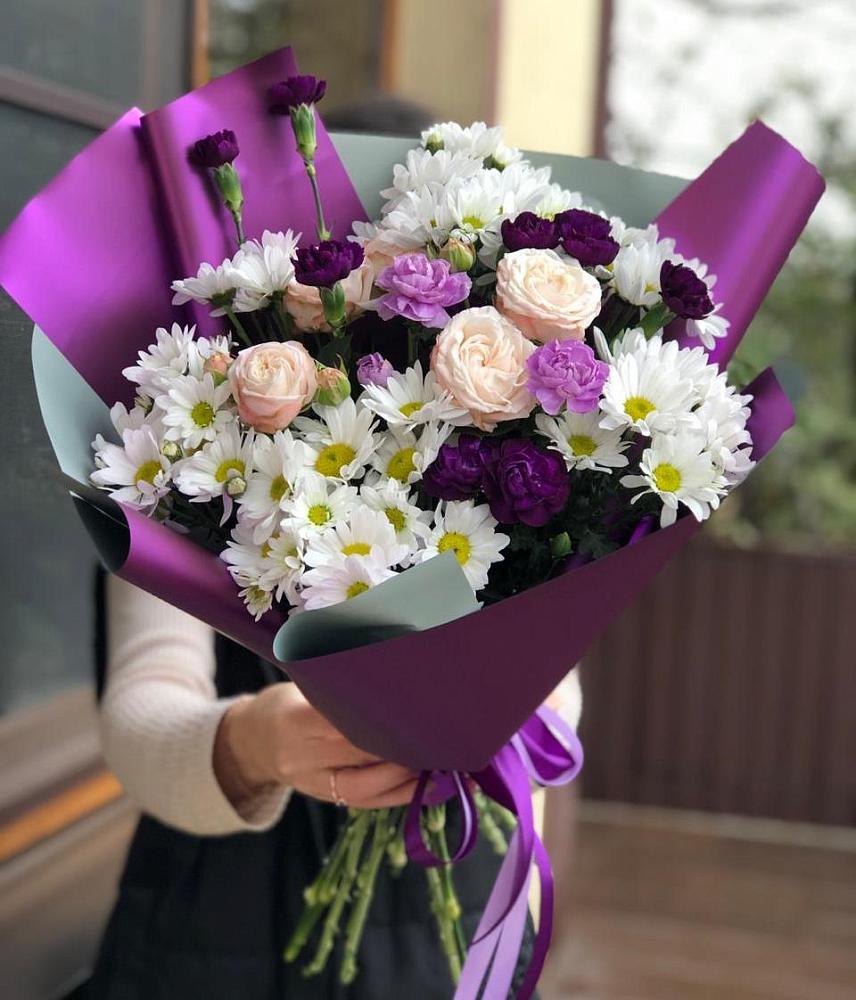 Букет цветов из: Хризантемы, Гвоздики и Розы в Усадище