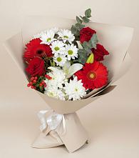 Букет цветов из:  Розы, Хризантемы, Герберы и Лилии в Усадище