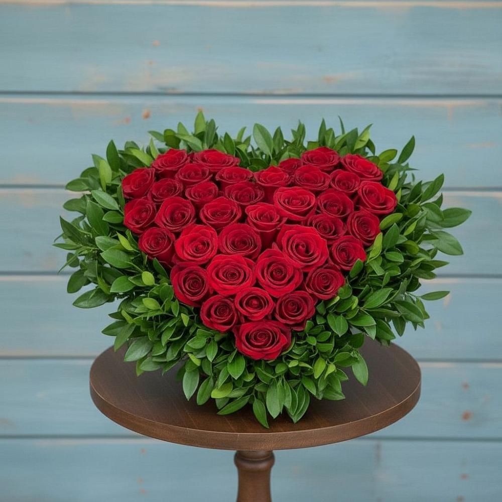 Цветочная композиция из Розы в виде сердца в Усадище