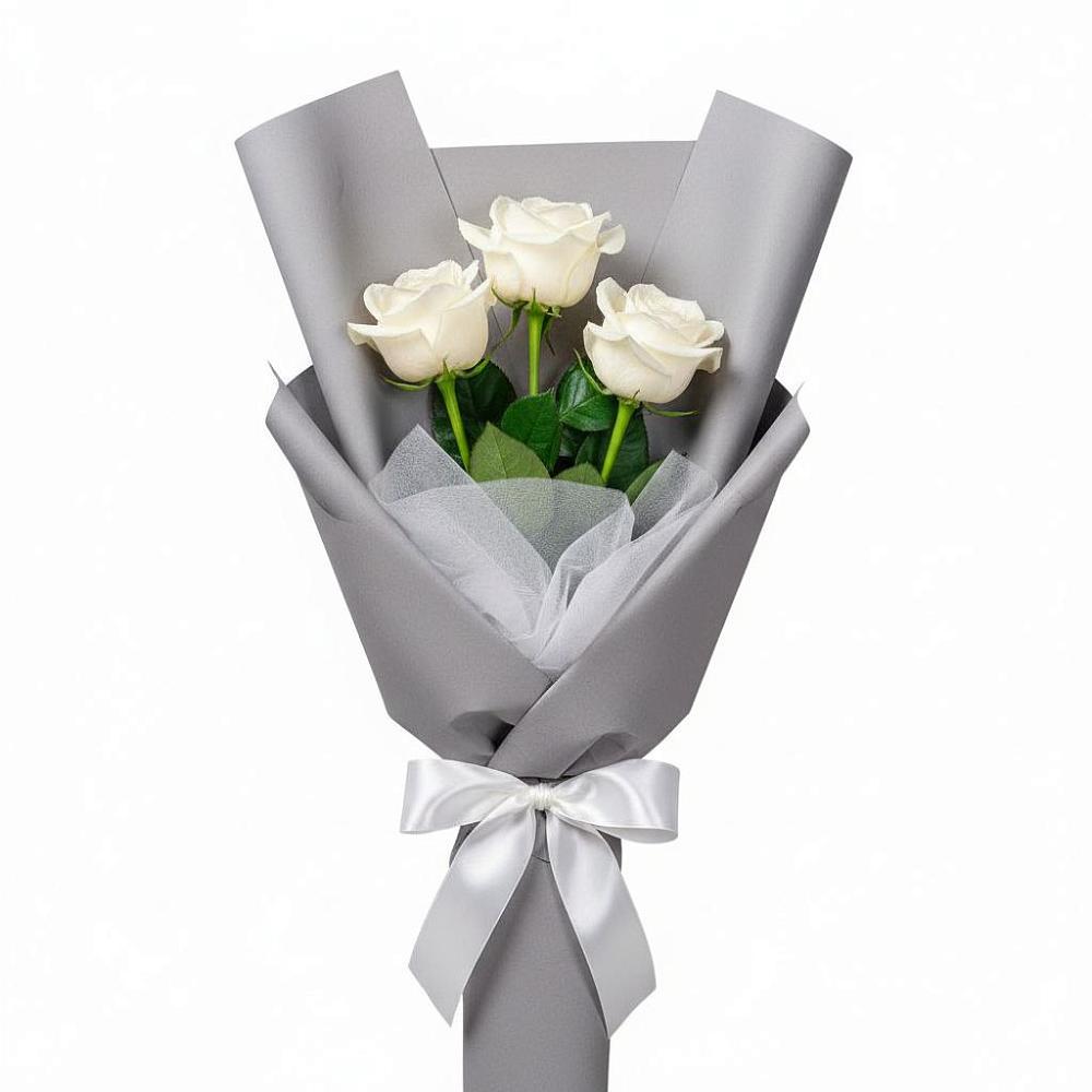 Букет 3 белые розы в Усадище