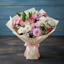 Букет цветов из:  Хризантемы, Альстромерии и Розы в Усадище