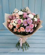 Букет цветов из:  Хризантемы, Розы и Альстромерии в Усадище