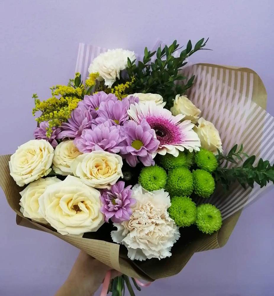 Букет цветов из: Хризантемы, Розы, Гвоздики и Герберы в Усадище