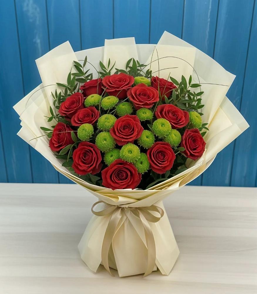 Букет цветов из: Розы и Хризантемы в Усадище