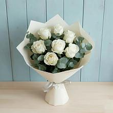 Букет Белые розы в Эвкалипте в Усадище