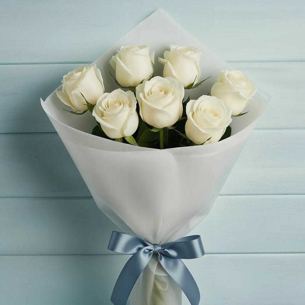Букет 7 Белых роз Эдлесс Лав в Усадище